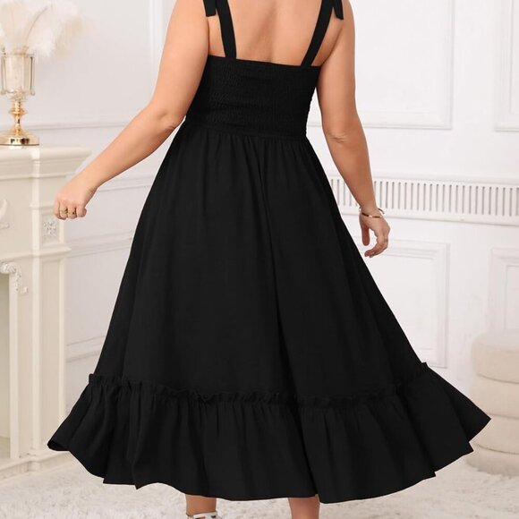 Women's Plus Size Maxi Dress Boho Sleeveless Tiered Beach Summer Dress - Picture 3 of 6